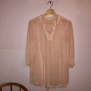 Sheer white and pink polka dot blouse